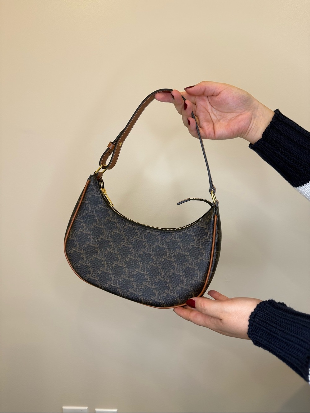 Celine Ava Shoulder Bag in Triomphe Canvas